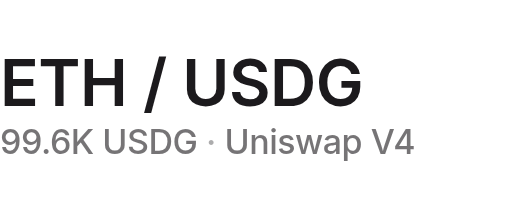 ETH / USDG · 99.6K USDG · Uniswap V4