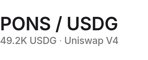 PONS / USDG · 49.2K USDG · Uniswap V4