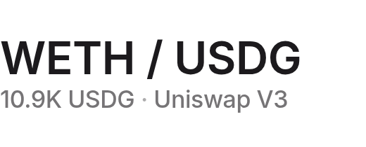 WETH / USDG · 10.9K USDG · Uniswap V3