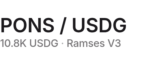 PONS / USDG · 10.8K USDG · Ramses V3